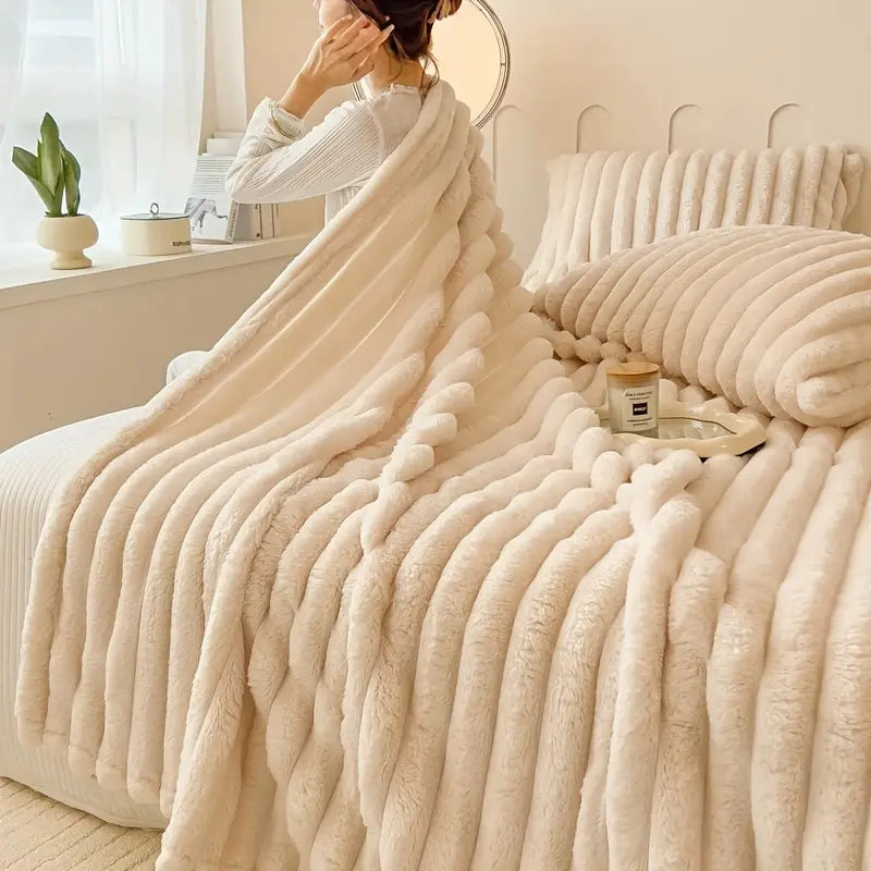 🔥2025 HOT SALE-49% OFF🔥+🔥FREESHIPPING🔥 Popular thickened rabbit plush nap blanket, flannel milk velvet cover blanket
