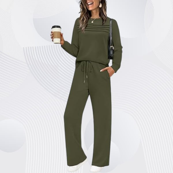 đ„LAST DAY 50% OFFâšWomenâs Crew Neck Lounge Set â Soft Cotton Top & Drawstring Pants
