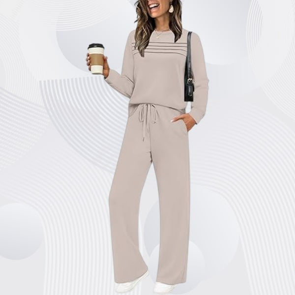 đ„LAST DAY 50% OFFâšWomenâs Crew Neck Lounge Set â Soft Cotton Top & Drawstring Pants