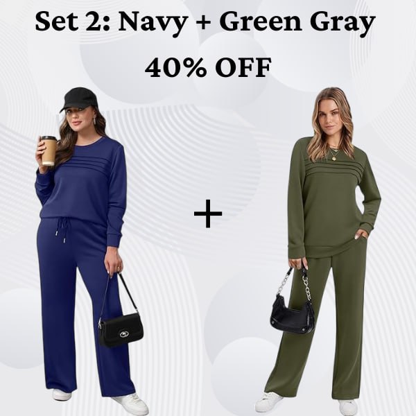 đ„LAST DAY 50% OFFâšWomenâs Crew Neck Lounge Set â Soft Cotton Top & Drawstring Pants