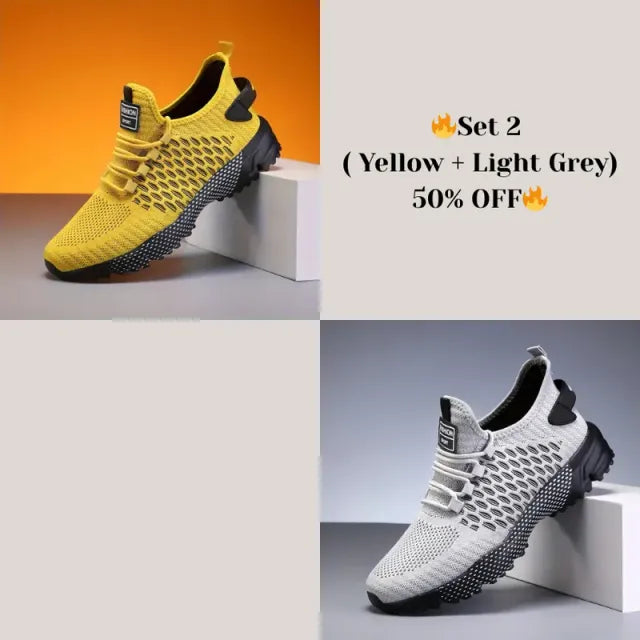 🔥Hot Sale - 60% OFF🔥Yellow High-Top Performance Athletic Sneakers - Breathable Mesh