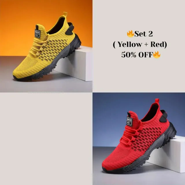 🔥Hot Sale - 60% OFF🔥Yellow High-Top Performance Athletic Sneakers - Breathable Mesh