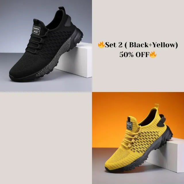 🔥Hot Sale - 60% OFF🔥Yellow High-Top Performance Athletic Sneakers - Breathable Mesh