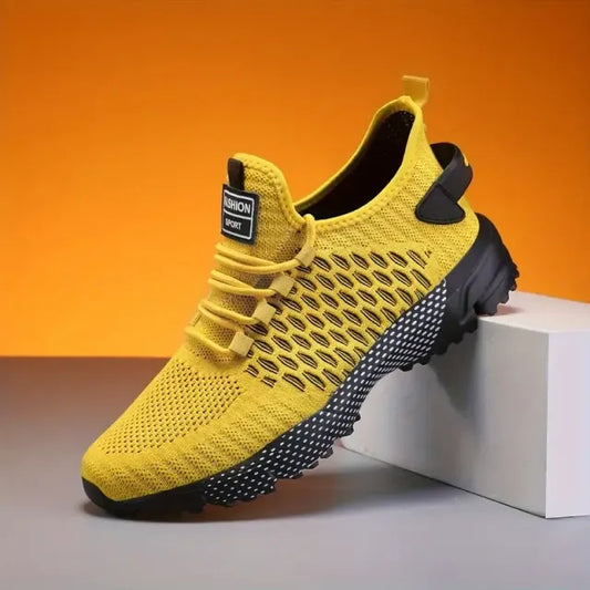 🔥Hot Sale - 60% OFF🔥Yellow High-Top Performance Athletic Sneakers - Breathable Mesh