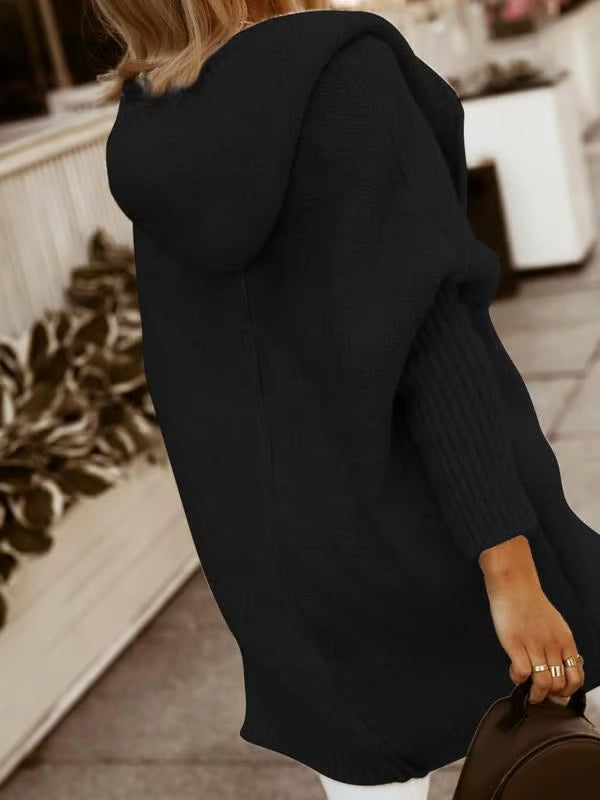 🔥Last Day Promotion 60% OFF +🔥FREESHIPPING🔥 Women's Plain Chunky Open Front Long Sleeve Hooded Knitting Cardigan