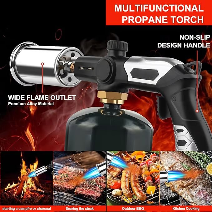 High-temperature torches for outdoor cooking and grilling