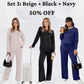 🔥LAST DAY 50% OFF✨Women’s Crew Neck Lounge Set – Soft Cotton Top & Drawstring Pants