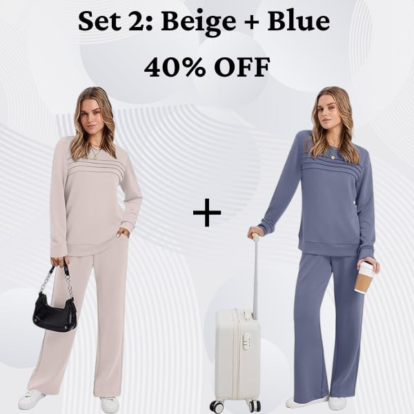 🔥LAST DAY 50% OFF✨Women’s Crew Neck Lounge Set – Soft Cotton Top & Drawstring Pants