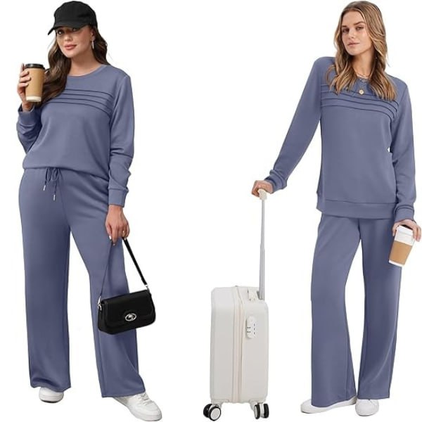 🔥LAST DAY 50% OFF✨Women’s Crew Neck Lounge Set – Soft Cotton Top & Drawstring Pants