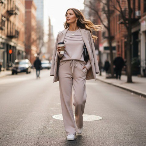 🔥LAST DAY 50% OFF✨Women’s Crew Neck Lounge Set – Soft Cotton Top & Drawstring Pants